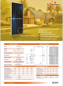 YENIPANEL DATASHEET SUNPWT 540 W Half-Cut Monokristal Güneş Paneli